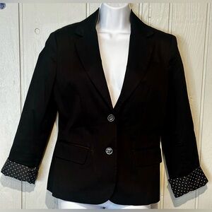 Elegant Black Blazer with Polka Dot Cuffs